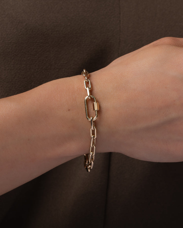 Zoe Lev 14K Gold Large Open Link Chain with Carabiner Bracelet