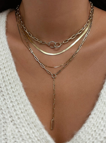 Zoe Lev 14K Gold Large Open Link Chain with Diamond Handcuffs Necklace
