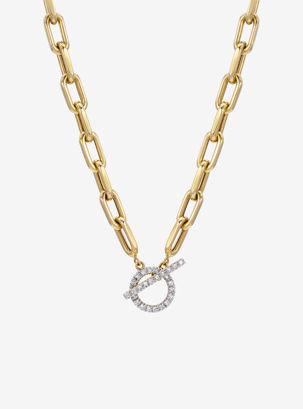 Zoe Lev 14K Gold Large Open Link Chain with Diamond Toggle Necklace