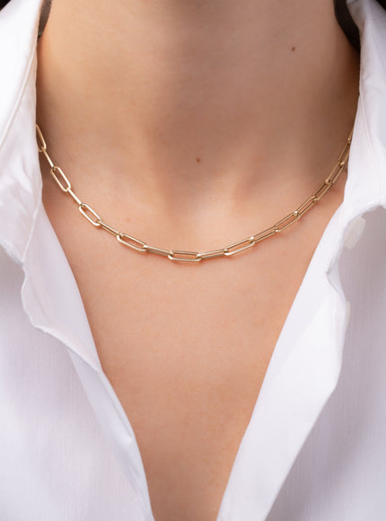Zoe Lev 14K Gold Large Paper Clip Chain Necklace