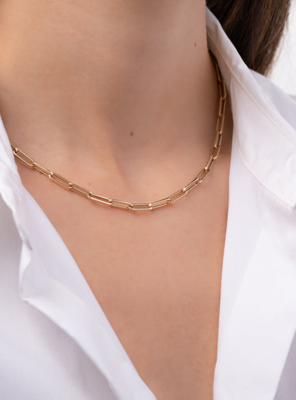 Zoe Lev 14K Gold Large Paper Clip Chain Necklace