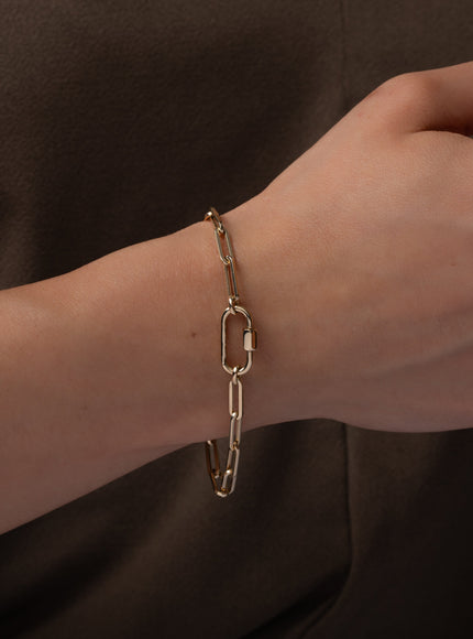 Zoe Lev 14K Gold Large Paper Clip Chain with Carabiner Bracelet