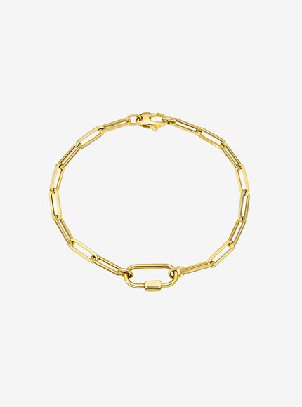 Zoe Lev 14K Gold Large Paper Clip Chain with Carabiner Bracelet