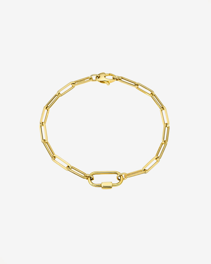 Zoe Lev 14K Gold Large Paper Clip Chain with Carabiner Bracelet