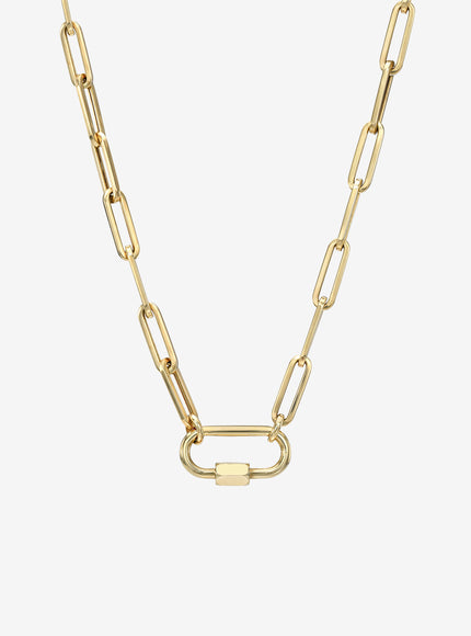 Zoe Lev 14K Gold Large Paper Clip Chain with Carabiner Necklace