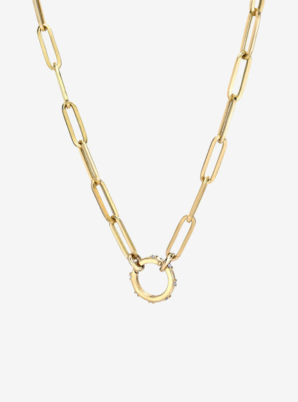 Zoe Lev 14K Gold Large Paper Clip Chain with Diamond Enhancer Necklace