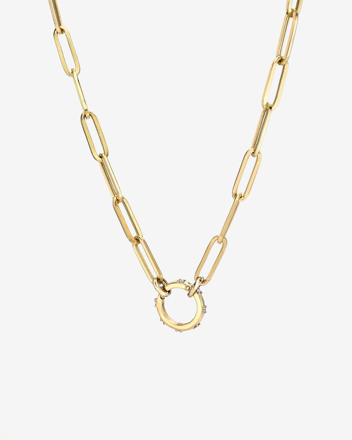 Zoe Lev 14K Gold Large Paper Clip Chain with Diamond Enhancer Necklace