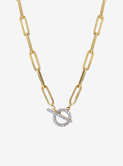 Zoe Lev 14K Gold Large Paper Clip Chain with Diamond Toggle Necklace
