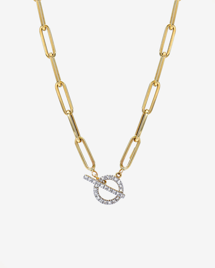 Zoe Lev 14K Gold Large Paper Clip Chain with Diamond Toggle Necklace