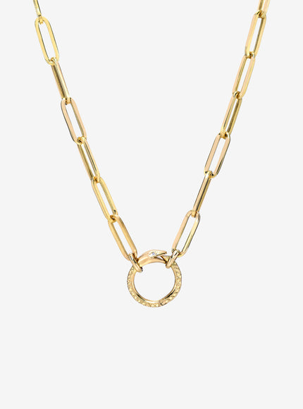 Zoe Lev 14K Gold Large Paper Clip Chain with Snake Enhancer Necklace
