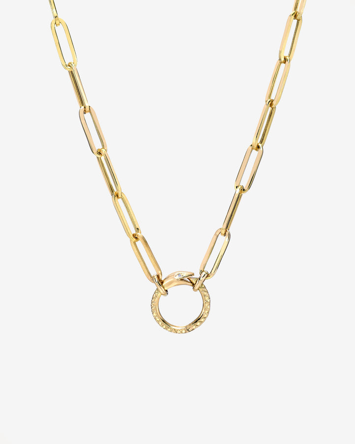 Zoe Lev 14K Gold Large Paper Clip Chain with Snake Enhancer Necklace