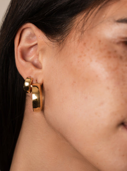 Zoe Lev 14K Gold Medium Bubbled Flat Hoop Earrings