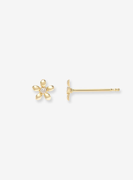 Zoe Lev 14K Gold Mini Diamond Flower Stud Earrings