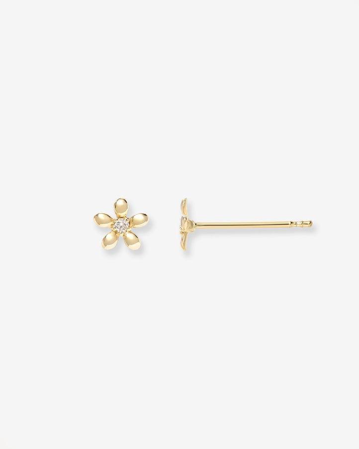 Zoe Lev 14K Gold Mini Diamond Flower Stud Earrings