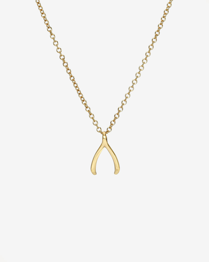 Zoe Lev Kids 14K Gold Mini Wishbone Necklace