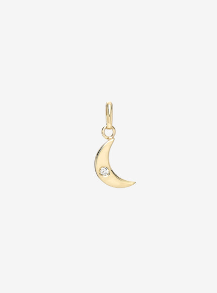Zoe Lev 14K Gold Moon with Tiny Diamond Pendant