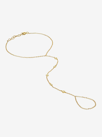 Zoe Lev 14K Gold Multiple Bezel Diamond Hand Chain