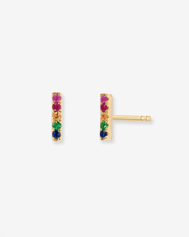 Zoe Lev 14K Gold Rainbow Bar Stud Earrings