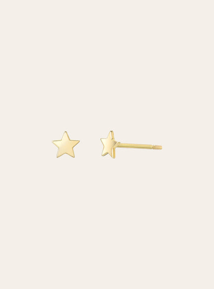 14k Gold Small Stars Stud Earrings