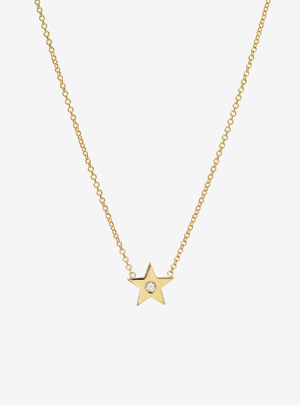 Zoe Lev Kids 14K Gold Star with Tiny Diamond Necklace