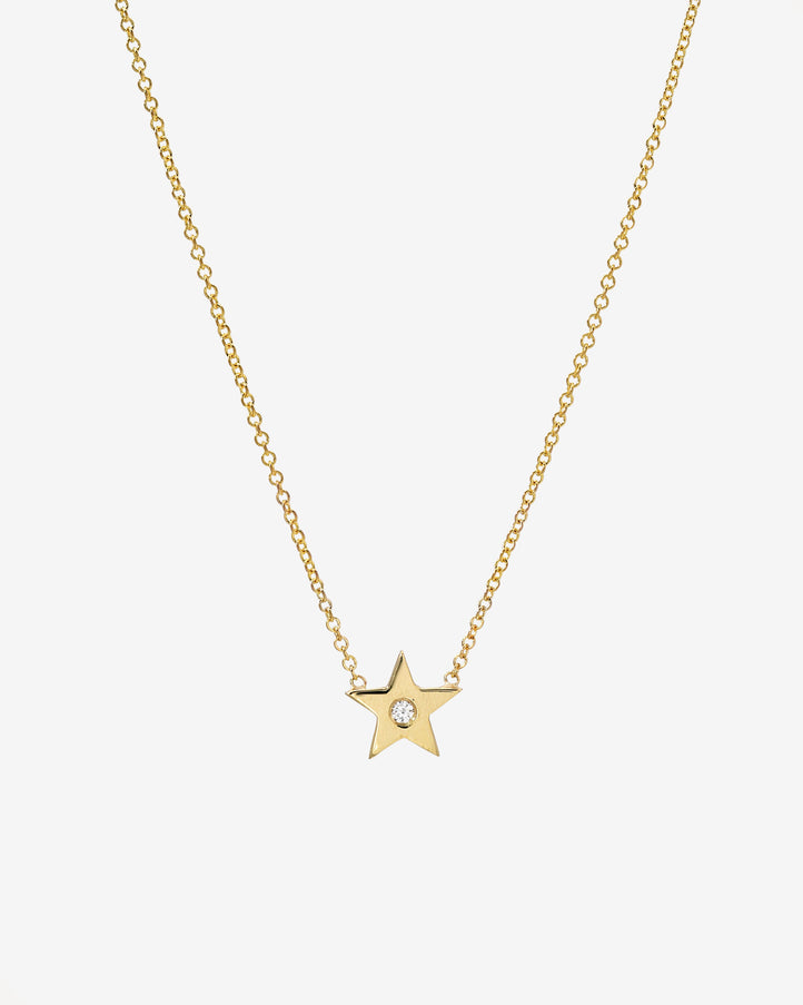Zoe Lev Kids 14K Gold Star with Tiny Diamond Necklace
