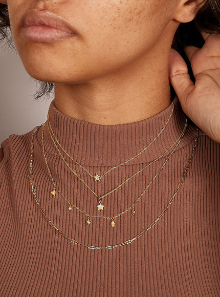 Zoe Lev Kids 14K Gold Star with Tiny Diamond Necklace