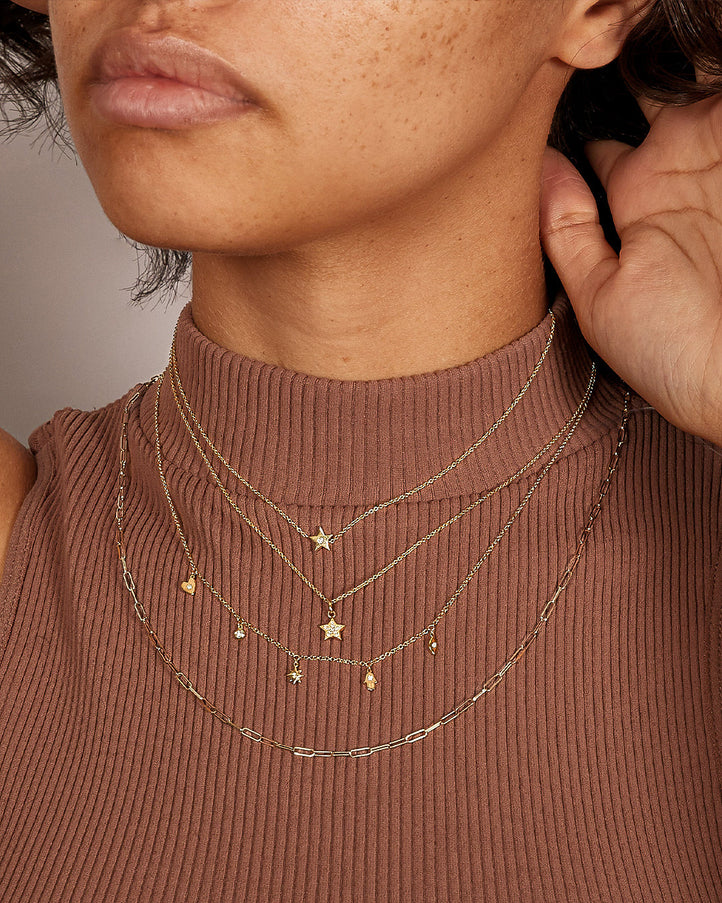 Zoe Lev Kids 14K Gold Star with Tiny Diamond Necklace