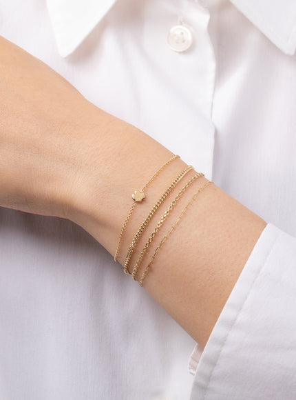 Zoe Lev 14K Gold Tiny Clover Bracelet