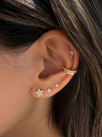 14k Gold Small Stars Stud Earrings