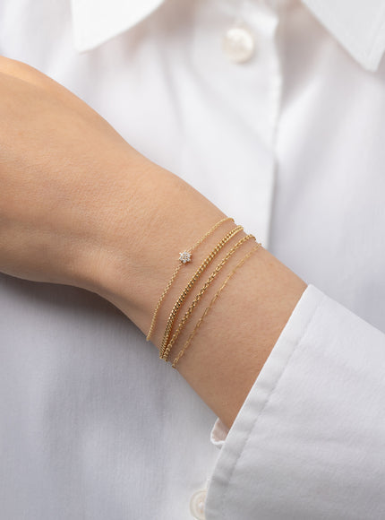 Zoe Lev 14K Gold Tiny Diamond Star of David Bracelet