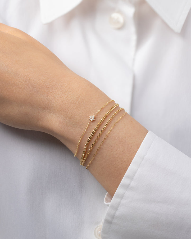 Zoe Lev 14K Gold Tiny Diamond Star of David Bracelet