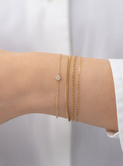 Zoe Lev 14K Gold Tiny Diamond Star of David Bracelet