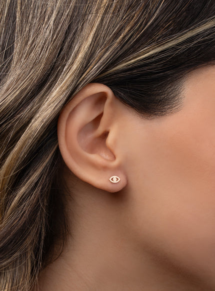 Zoe Lev 14K Gold Tiny Evil Eye Stud Earring