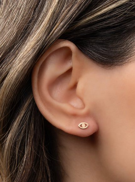 Zoe Lev 14K Gold Tiny Evil Eye Stud Earring