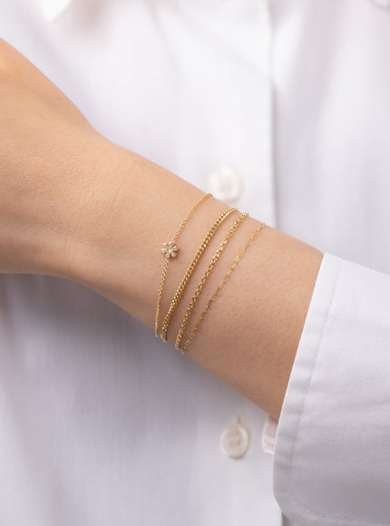 Zoe Lev 14K Gold Tiny Flower Bracelet with Diamond