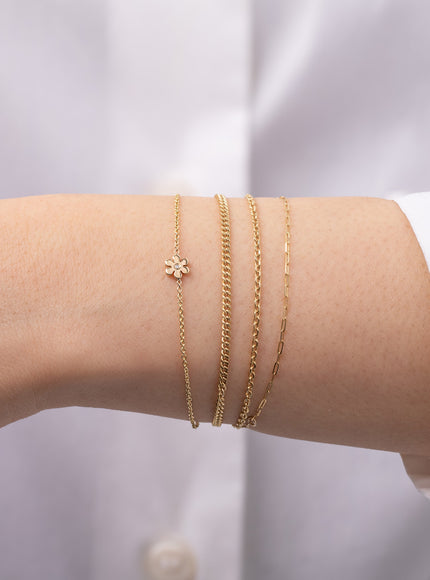 Zoe Lev 14K Gold Tiny Flower Bracelet with Diamond