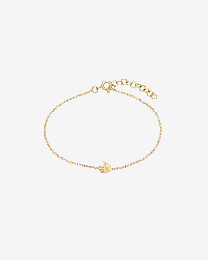 Zoe Lev 14K Gold Tiny Hamsa Bracelet with Diamond
