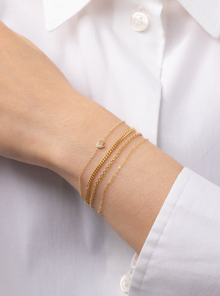 Zoe Lev 14K Gold Tiny Hamsa Bracelet with Diamond