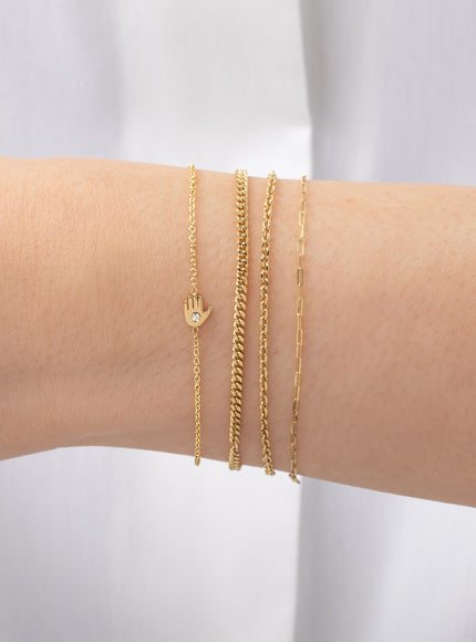 Zoe Lev 14K Gold Tiny Hamsa Bracelet with Diamond