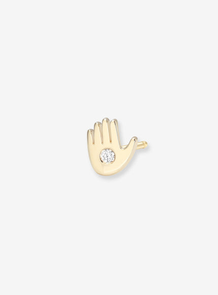 Zoe Lev 14K Gold Tiny Hamsa with Diamond Stud Earring