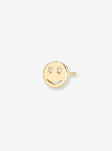 Zoe Lev 14K Gold Tiny Happy Emoji Stud Earring