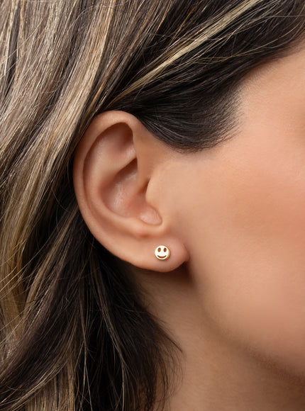 Zoe Lev 14K Gold Tiny Happy Emoji Stud Earring