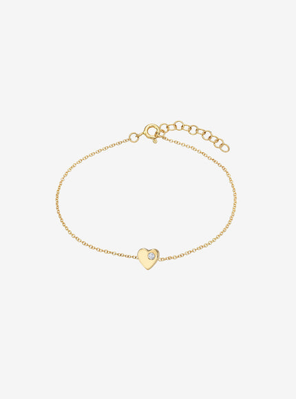 Zoe Lev 14K Gold Tiny Heart Bracelet with Diamond