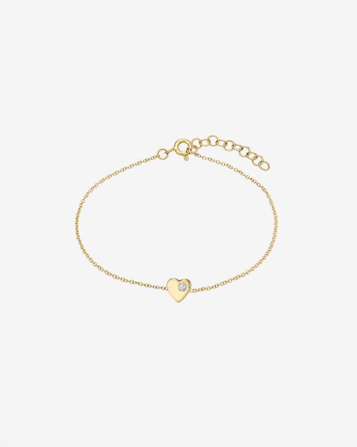 Zoe Lev 14K Gold Tiny Heart Bracelet with Diamond