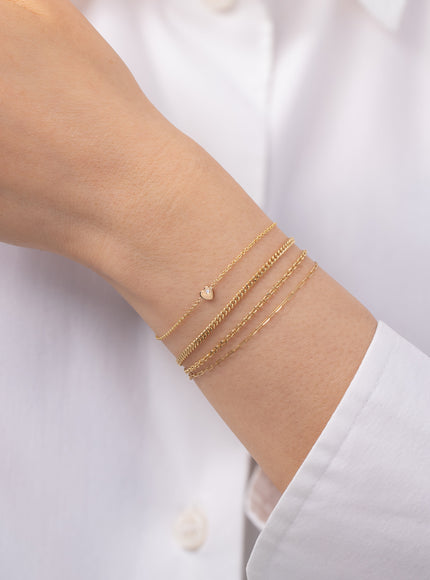 Zoe Lev 14K Gold Tiny Heart Bracelet with Diamond