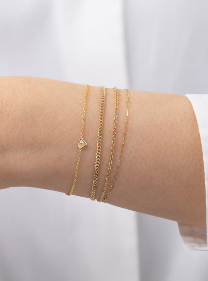 Zoe Lev 14K Gold Tiny Heart Bracelet with Diamond