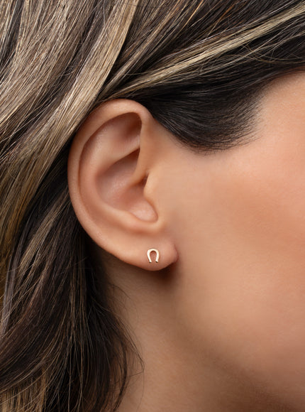 Zoe Lev 14K Gold Tiny Horseshoe Stud Earring
