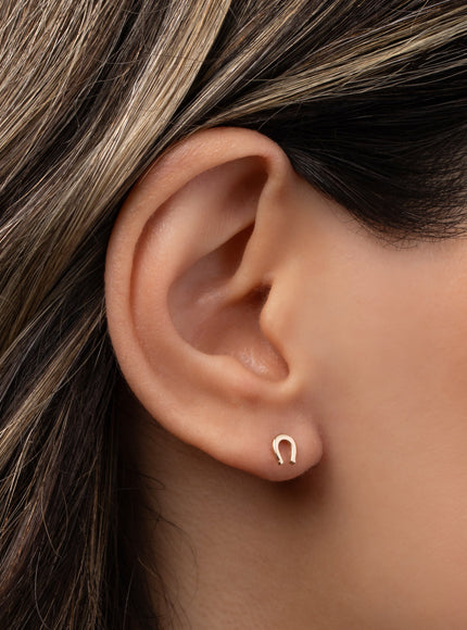 Zoe Lev 14K Gold Tiny Horseshoe Stud Earring