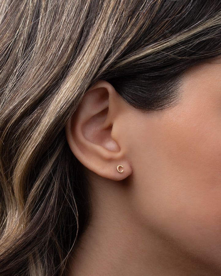 Zoe Lev 14K Gold Tiny Letter Stud Earring