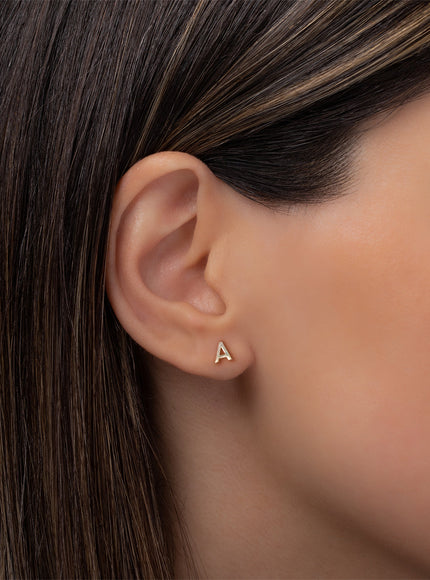 Zoe Lev 14K Gold Tiny Letter Stud Earring